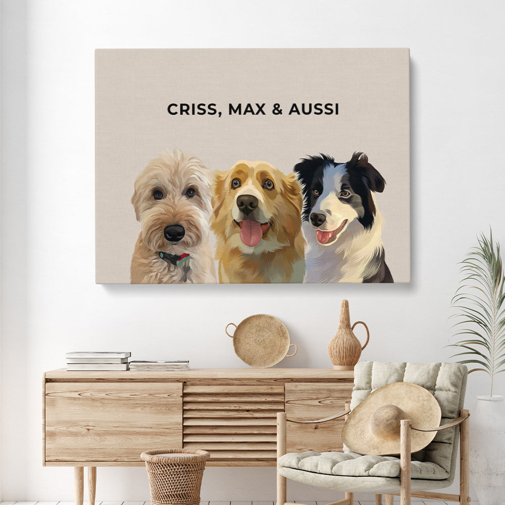 Modern Pet Portrait (3 Pets)