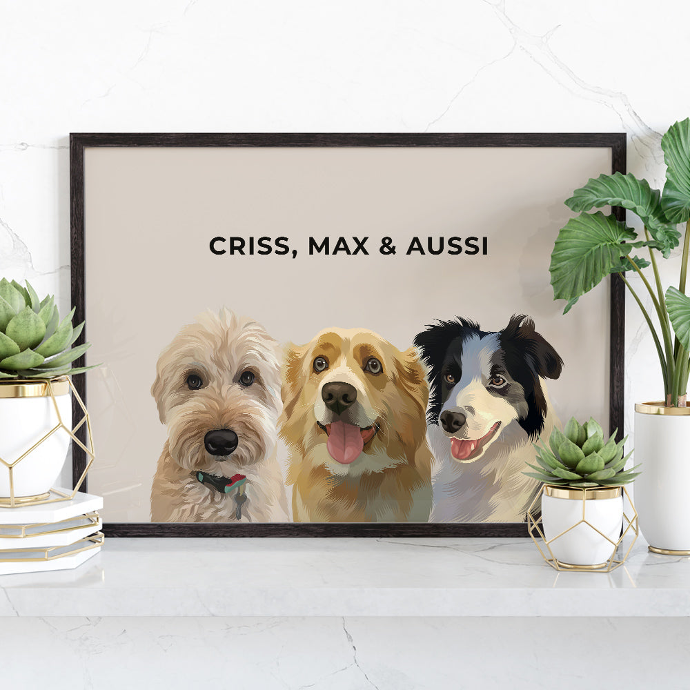 Modern Pet Portrait (3 Pets)