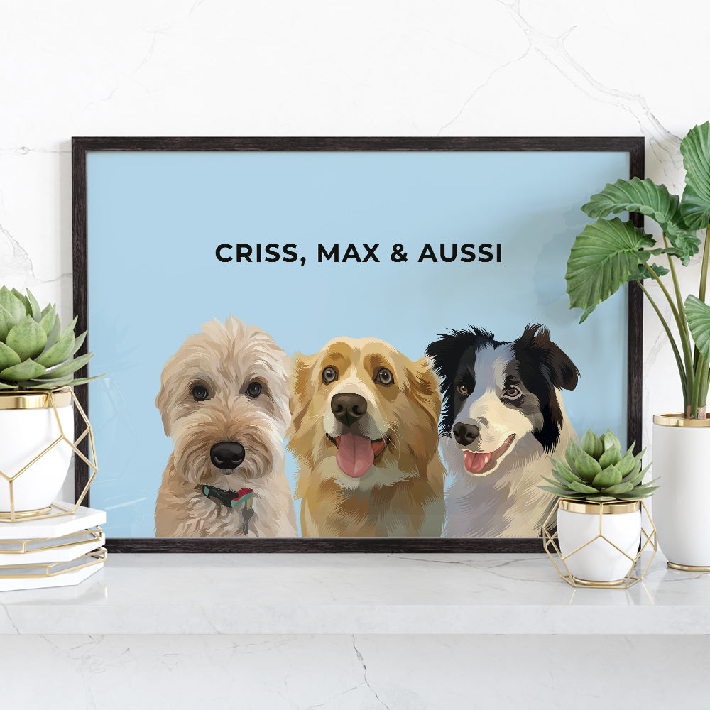 Modern Pet Portrait (3 Pets)