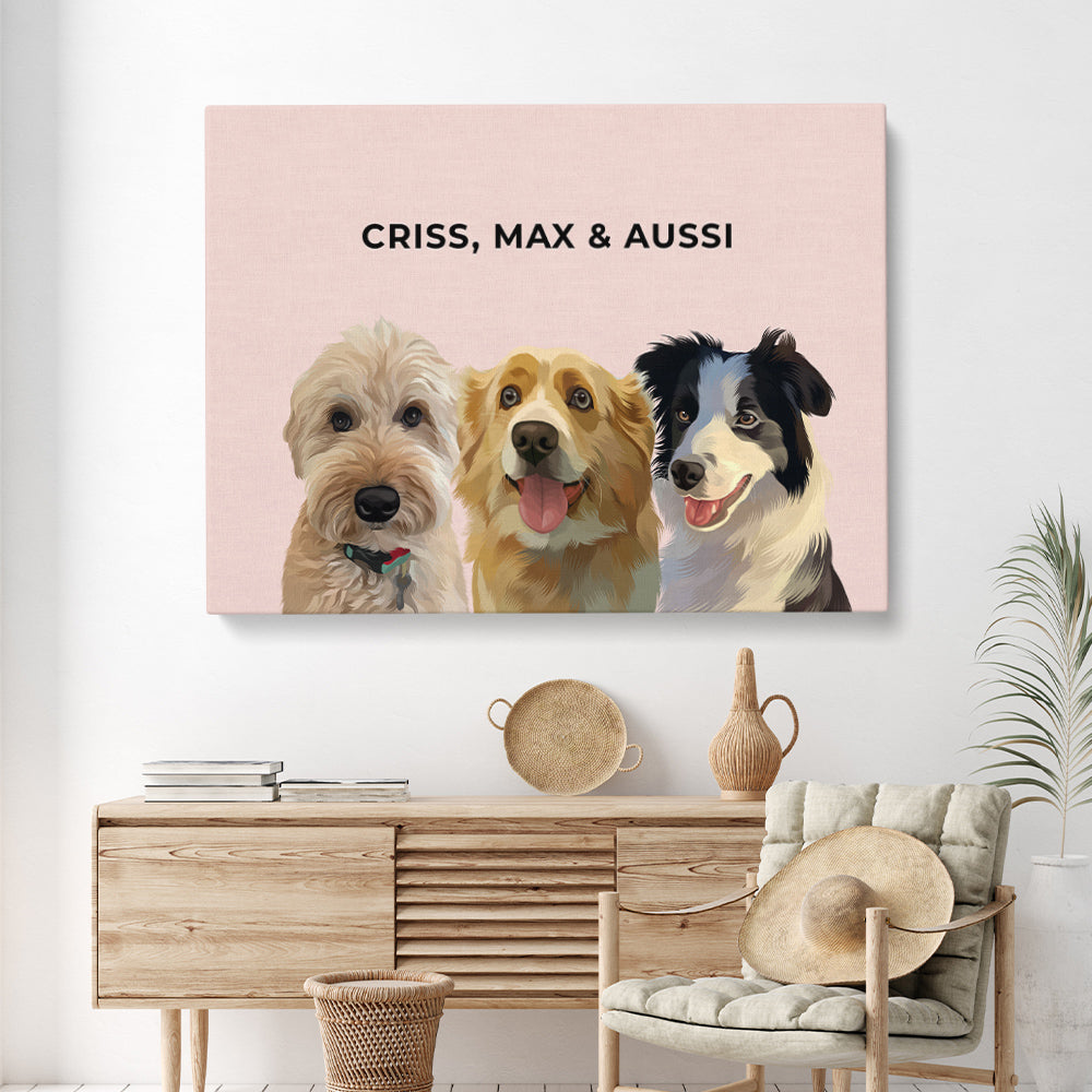 Modern Pet Portrait (3 Pets)