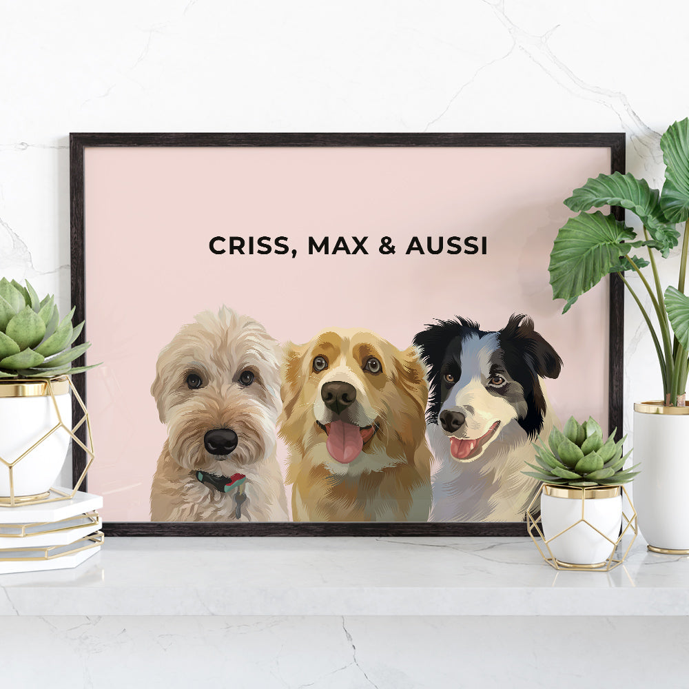 Modern Pet Portrait (3 Pets)