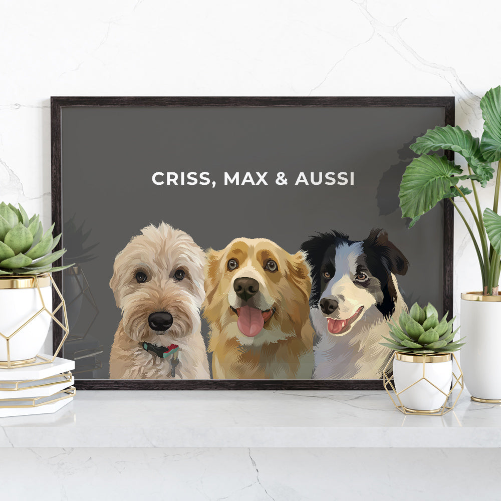 Modern Pet Portrait (3 Pets)
