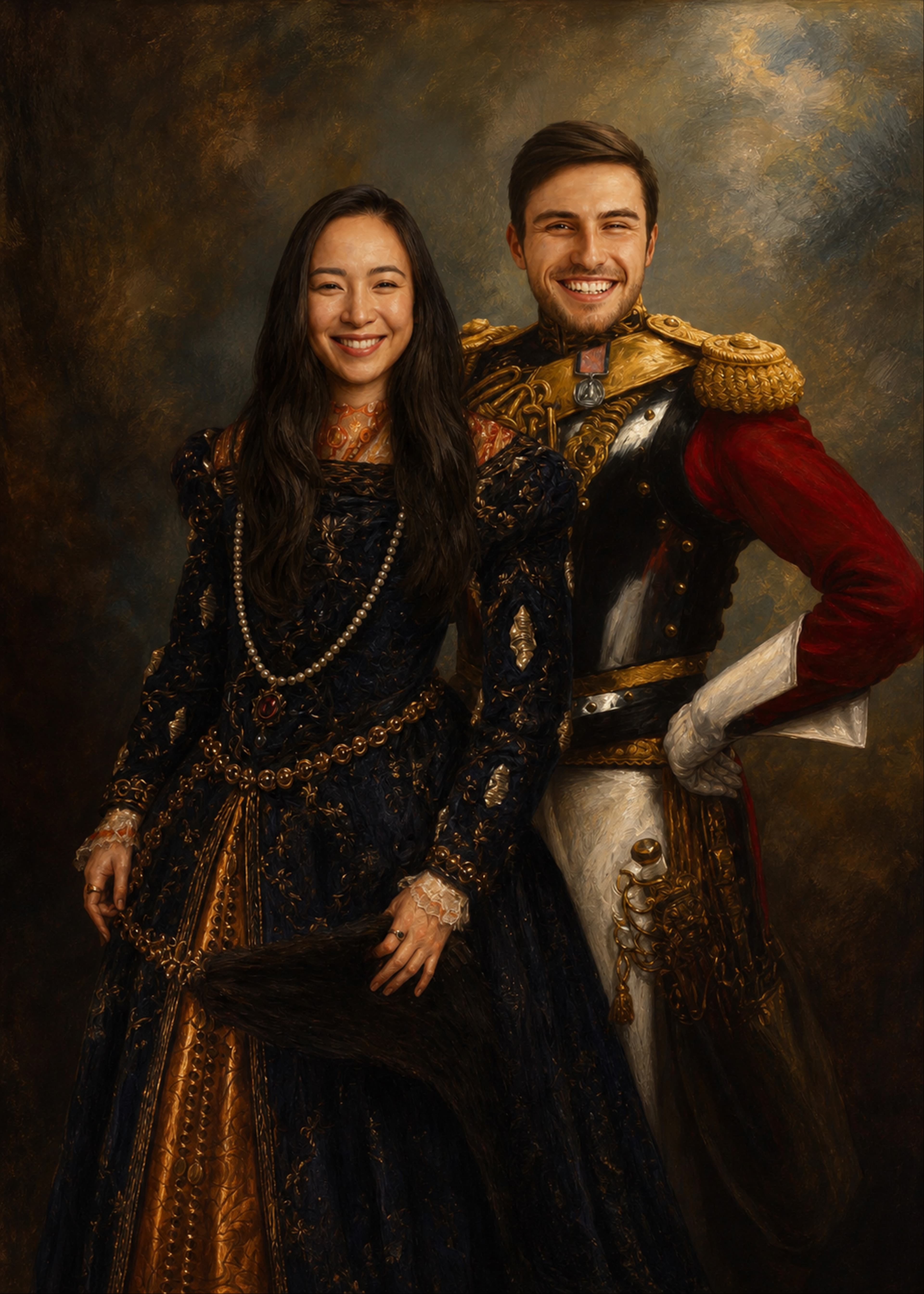 The Captain & The Countess - Custom Couple Portraits personalized human portrait