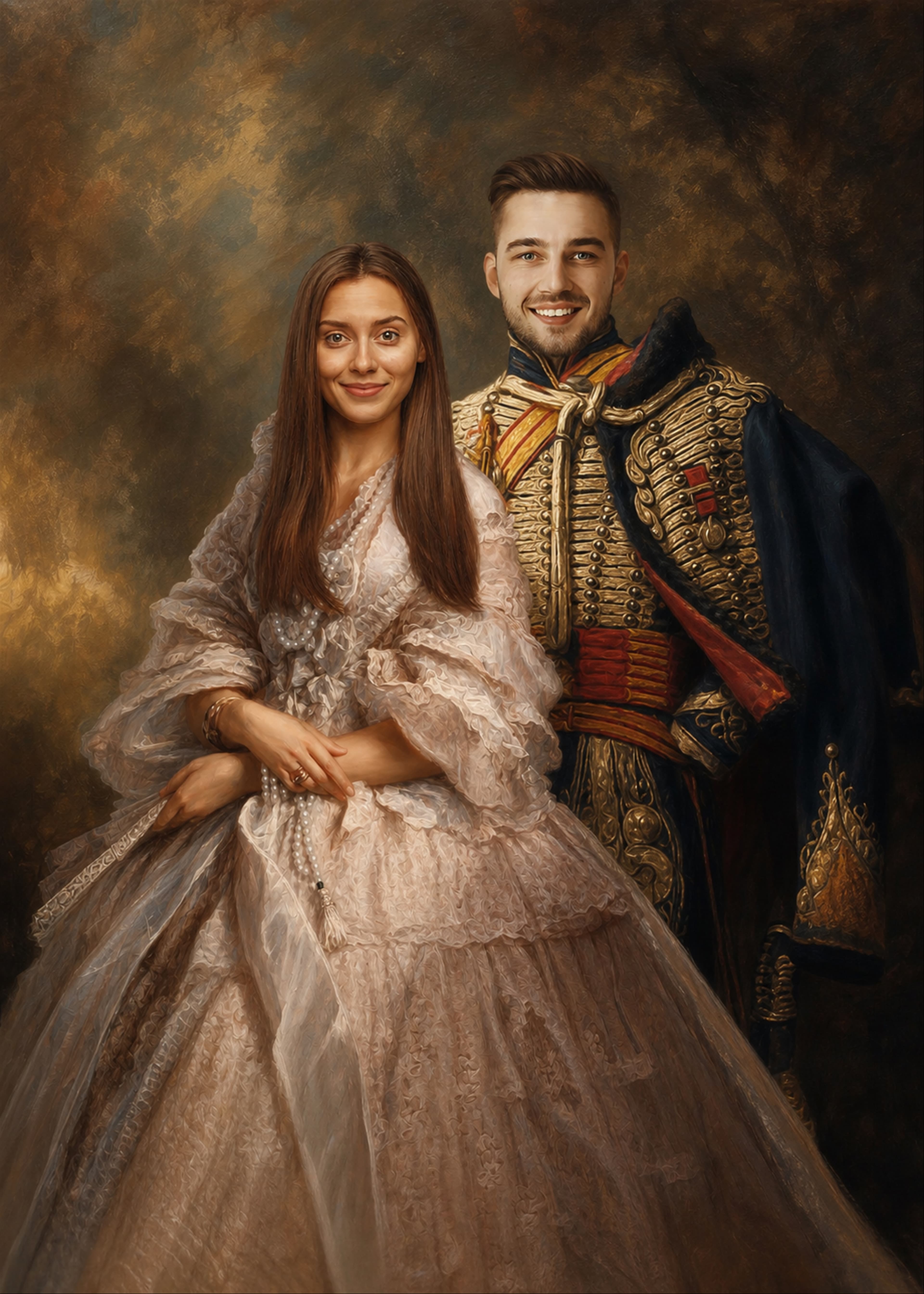 The Lieutenant and The Empress - Custom Couple Portraits personalized human portrait
