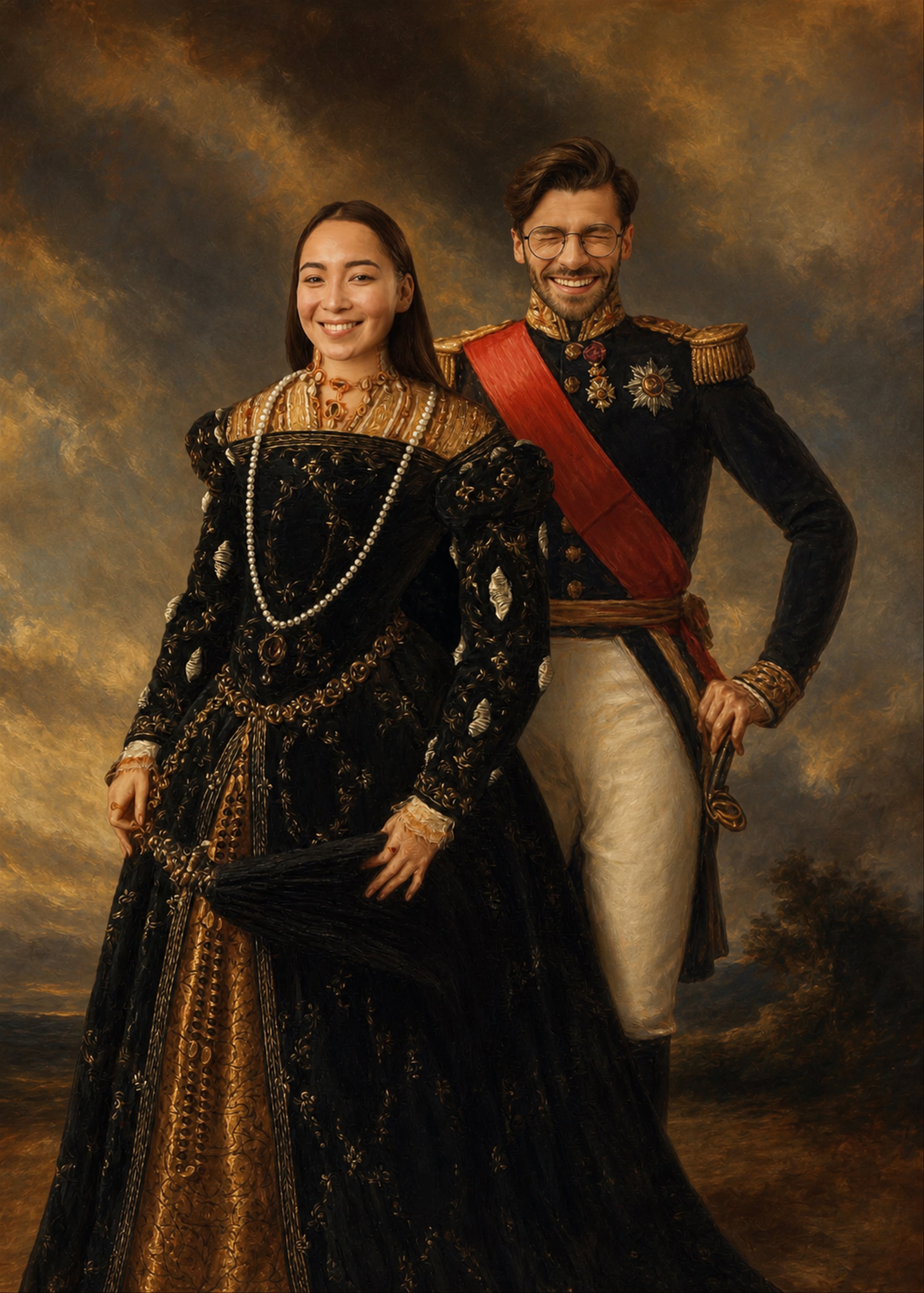 The Prince II & The Countess - Custom Couple Portraits personalized human portrait
