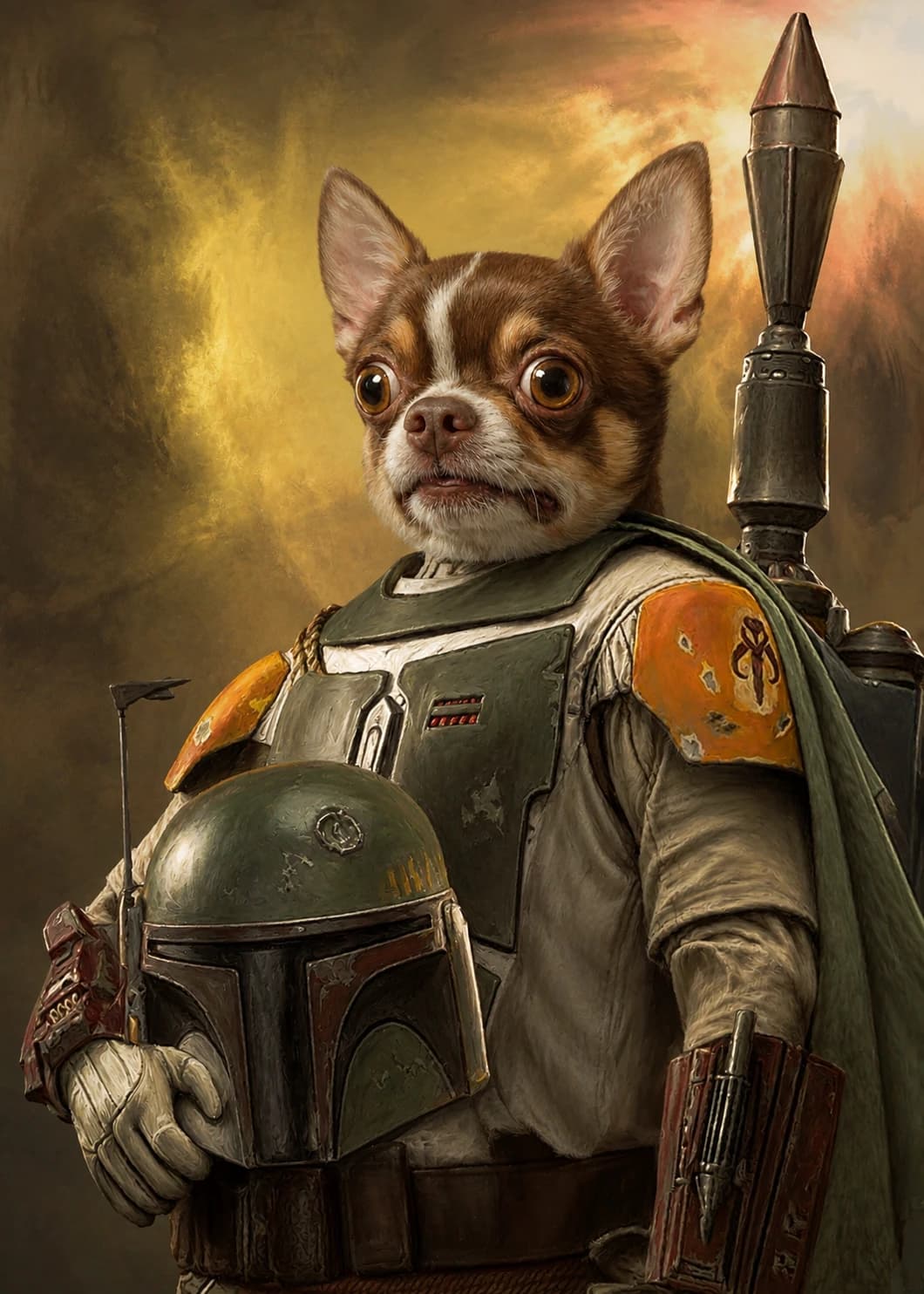 Bounty Hunter 12x18 pet portrait style