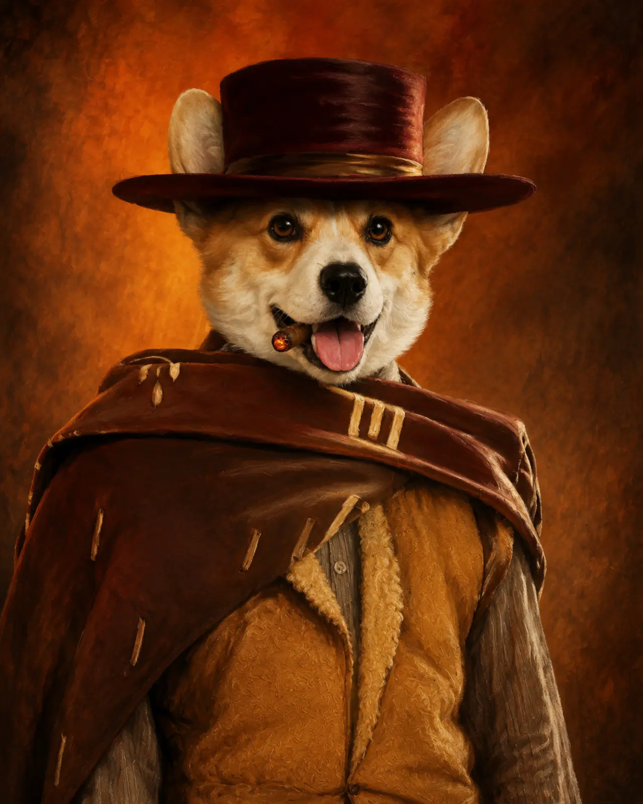 Cowboy pet portrait style