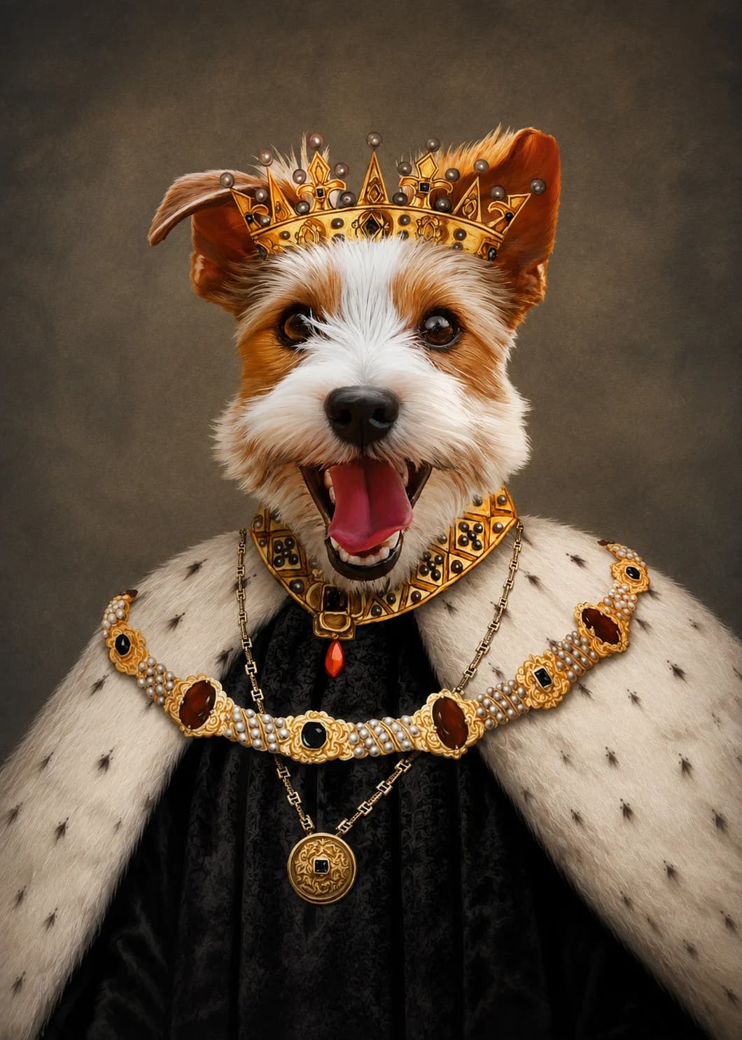 Crowned King pet portrait style