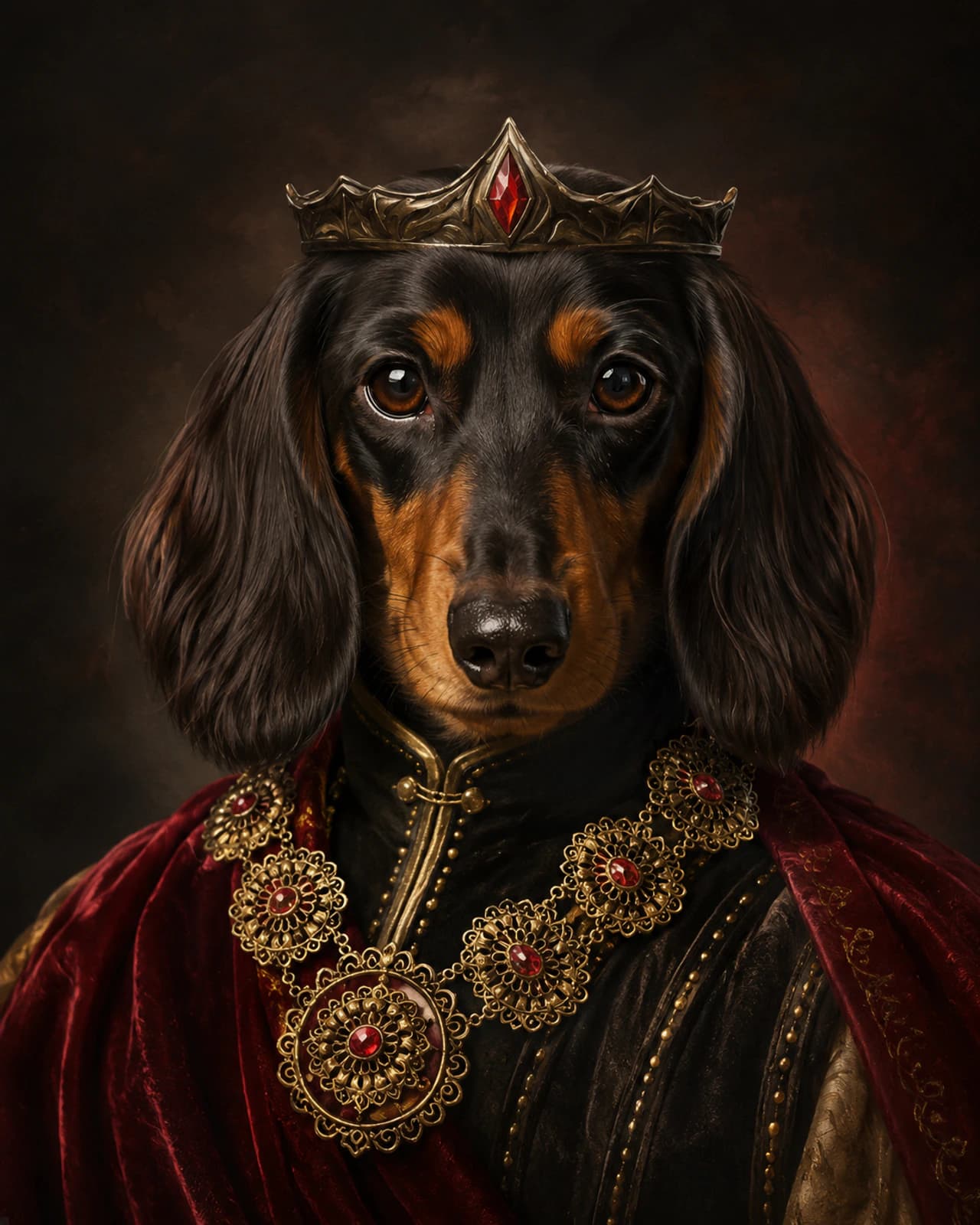 Red King pet portrait style