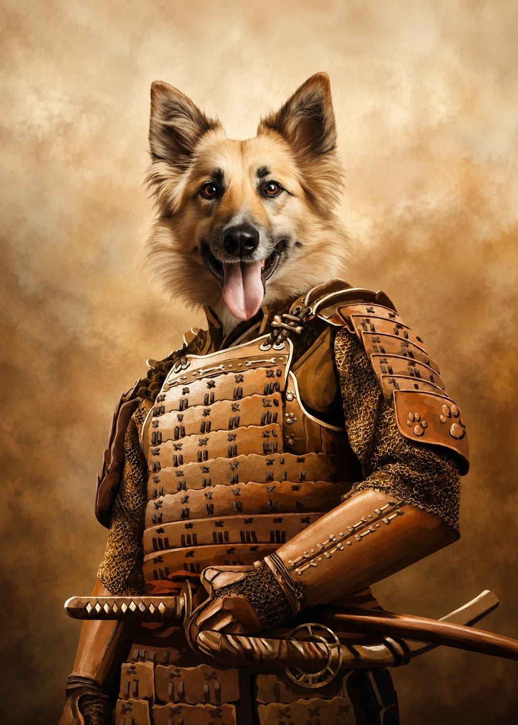 Samurai pet portrait style