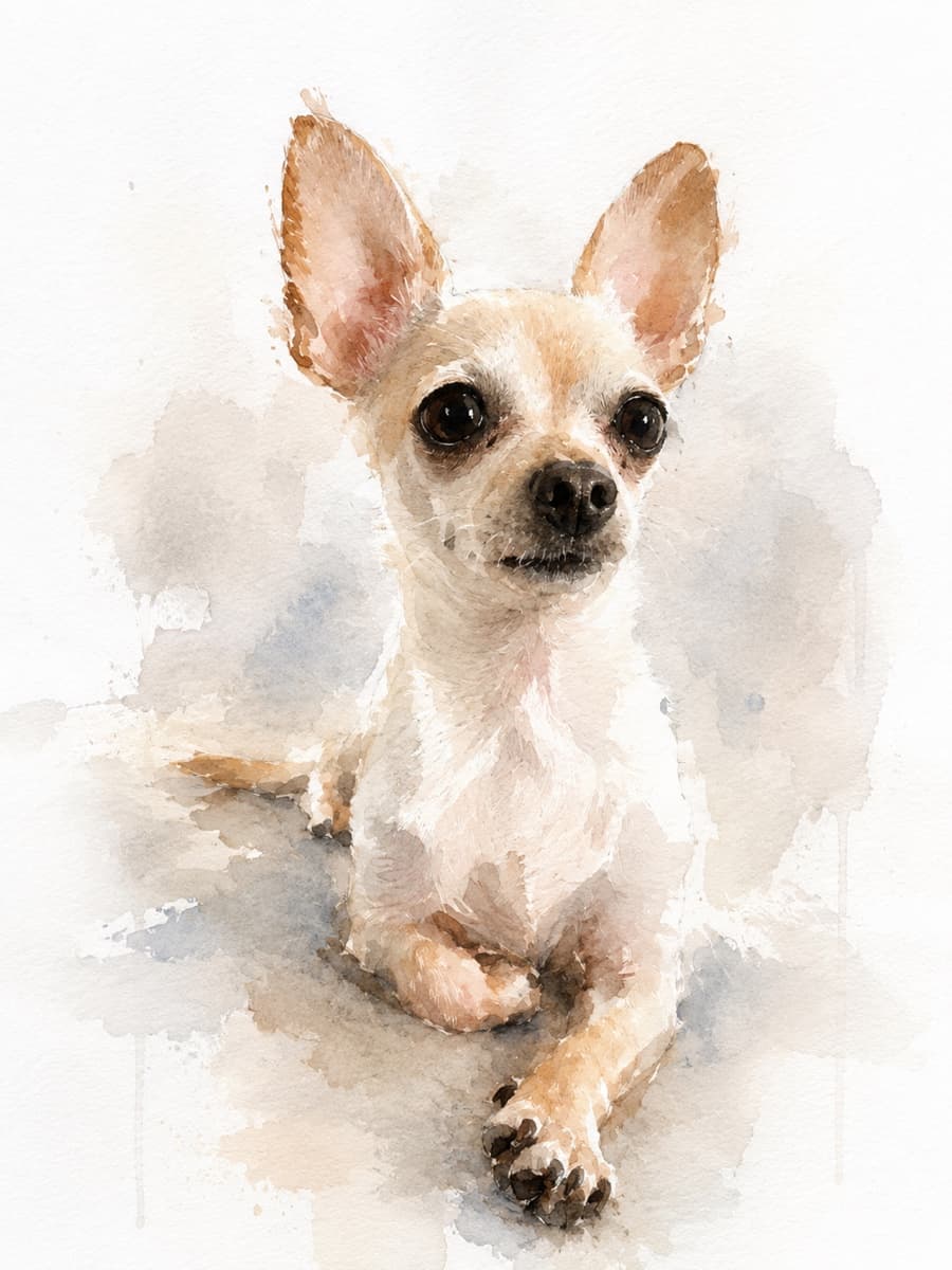 Watercolor pet portrait style