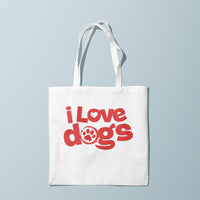 Thumbnail for Canvas Tote Bag - I LOVE DOGS